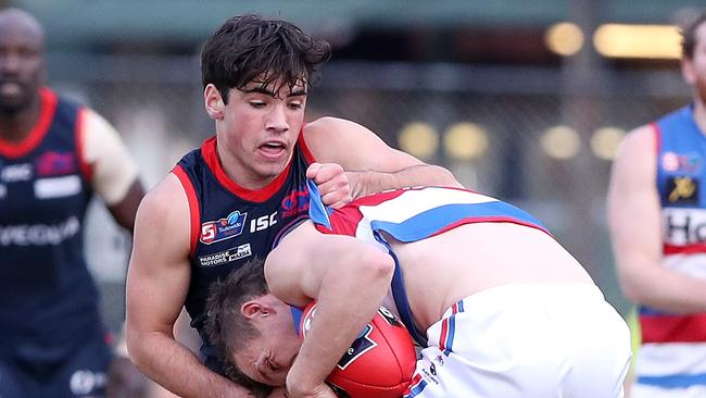 Norwood's Henry Nelligan won plenty of the ball again on Friday night. Picture: Sarah Reed