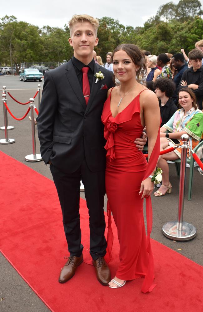 Ben French and Jessica Smith at the Pacific Lutheran College Formal held at the Sunshine Coast Turf Club on November 15, 2024. Picture: Sam Turner