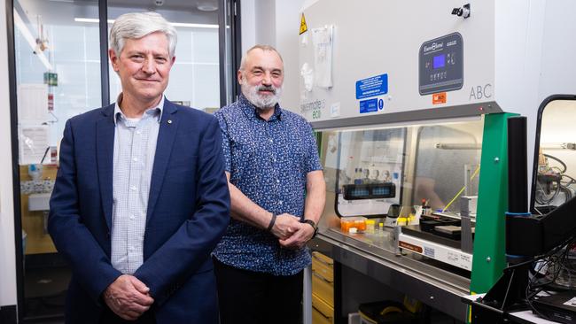 Associate Professor Chris Baker and Professor Robert Kapsa at the ACMD BioFab lab. Picture: Supplied