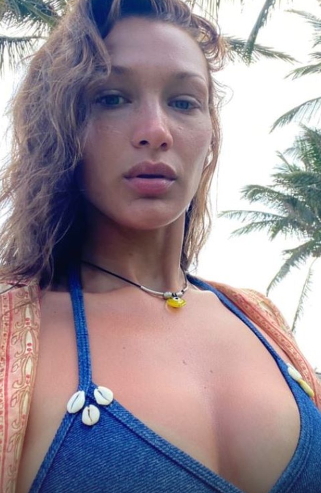 Bella looking fresh-faced while on her tropical holiday. Picture: Instagram/BellaHadid