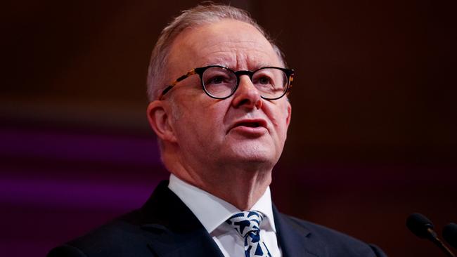 SYDNEY, AUSTRALIA - NewsWire Photos MARCH 13, 2025: Prime Minister Anthony Albanese during his speech at the 2025 Western Sydney Airport City Summit. Picture: NewsWire / Nikki Short