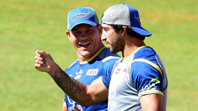 Matt Scott and Johnathan Thurston together. Picture: Evan Morgan