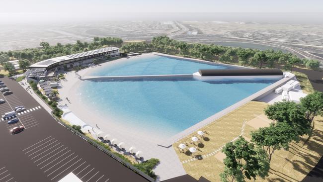 What the new surfing wave pool facility in Homebush will look like.