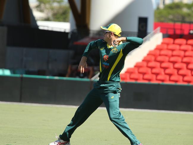Cricket, Australia XI team playing England Lions in a one-day match at Metricon Stadium. Gold Coaster Matt Kuhnemann. Pic Mike Batterham