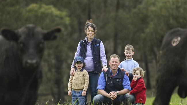 Veterinarians Shane and Caity Thomson and family. Picture: NCA NewsWire /Martin Ollman