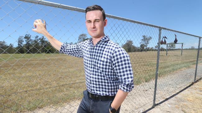 Bonney MP Sam O'Connor at the Helensvale Glink station where a six lane road was supposed to be built.