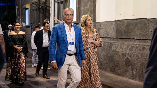 30/08/2023 Queensland Premier Annastacia Palaszczuk on holiday in Naples, Italy with her partner Dr Reza Adib pictured attending the opera. Photo: John Nguyen / JNVisuals