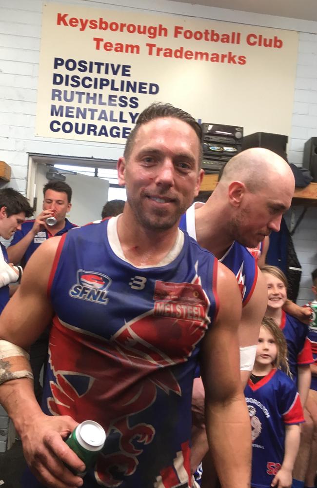 Ryan “Bomber’’ Goodes after his 150th match for Keysborough.