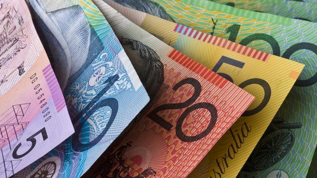 "Stock Photo of Australian Money, Five, Ten, Twenty, Fifty and One Hundred Dollar Notes"