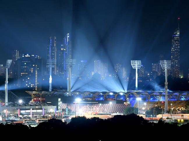 Carrara Stadium is seen during a XXI  Commonwealth Games Opening Ceremony rehearsal on the Gold Coast, Monday, April 2, 2018. (AAP Image/Dave Hunt) NO ARCHIVING