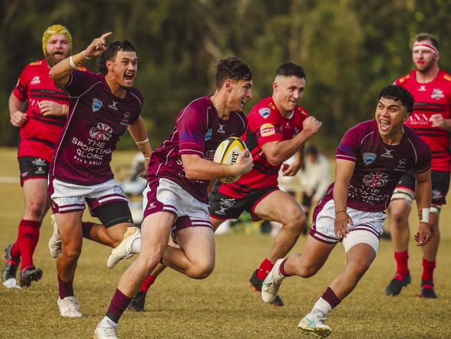 GCDRU major semi final between Colleges Knights and Nerang Bulls. Picture: Glenn Campbell