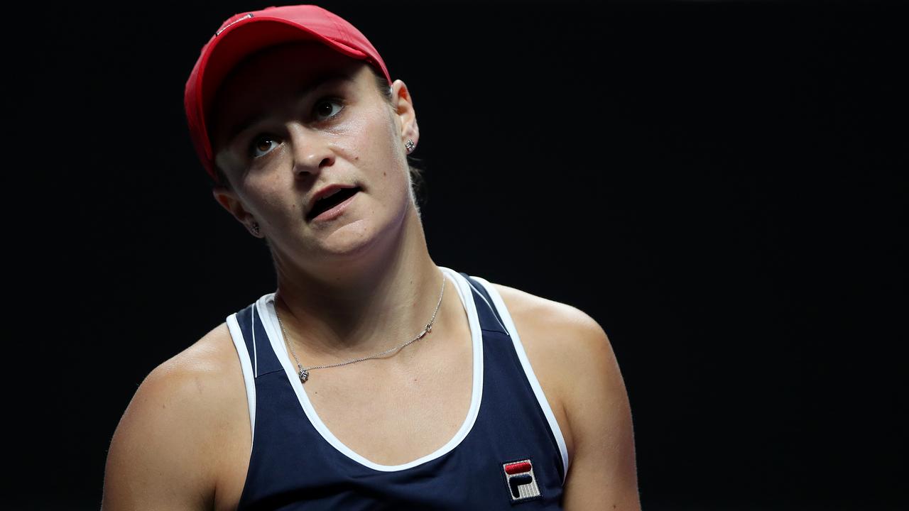 Ashleigh Barty shows her frustration during her match against Kiki Bertens.