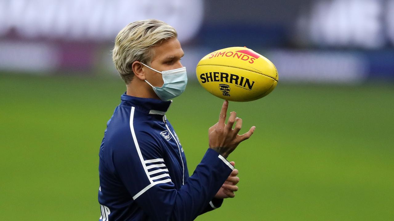 Geelong’s Quinton Narkle has put off making a call on his future beyond this season. Picture: Will Russell/AFL Photos via Getty Images