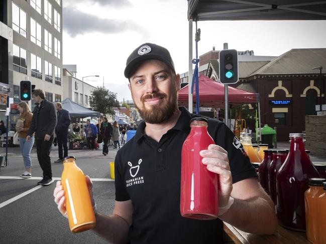 Tasmanian Juice Press director Trent Bowring is delivering nutrient dense, cold-pressed juices made from local produce. Picture: CHRIS KIDD