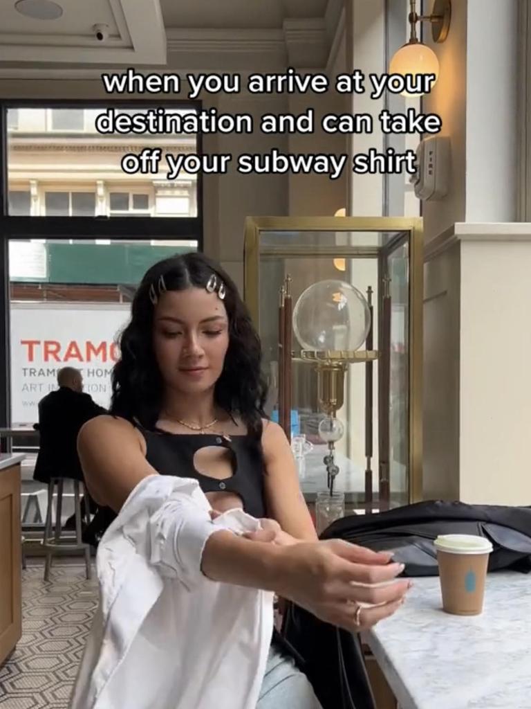 The women wearing 'subway T-shirts' over outfits to avoid creepy
