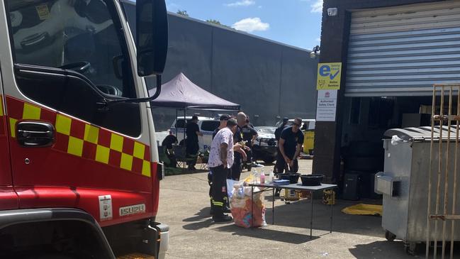 A suspected drug lab inside a larger industrial complex has gone up in flames in Sydney’s southwest. Picture: Tamaryn McGregor