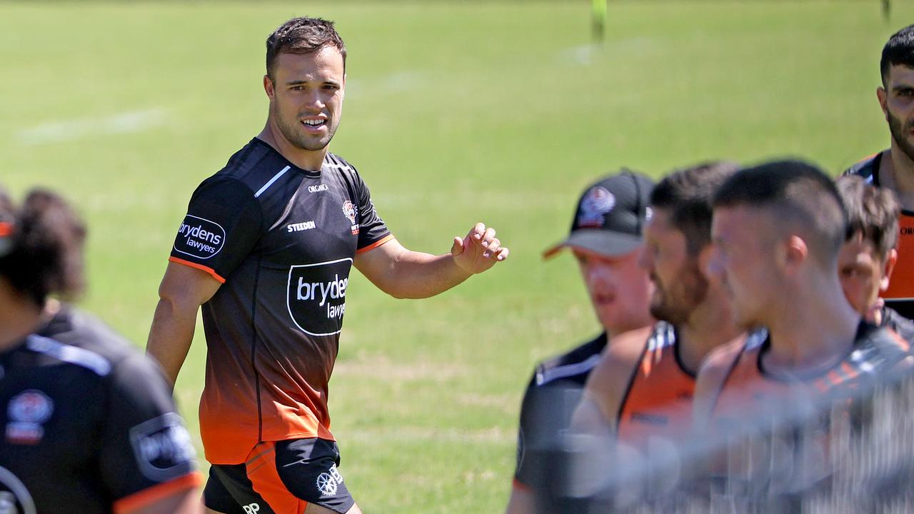 Luke Brooks is part of the Tigers’ five-man leadership gourp. Picture: Toby Zerna