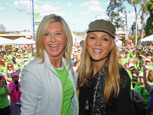 Olivia Newton-John and Tottie Goldsmith before leading the inaugural Wellness Walk on September 15, 2013 in Melbourne, Australia. Picture: Getty Images