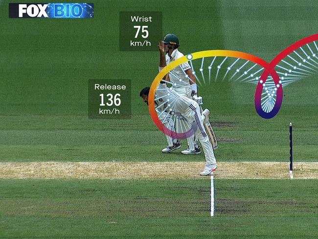 Fox Bio images break down Jasprit Bumrah’s action. Source: Supplied.