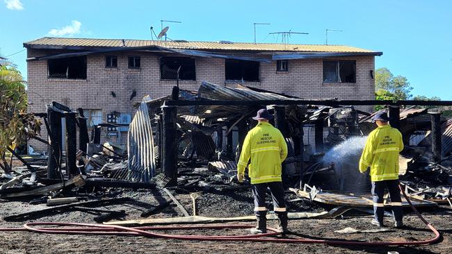 Fire crews at the Edington Street scene on Friday morning (August 11). Photo Darryn Nufer.