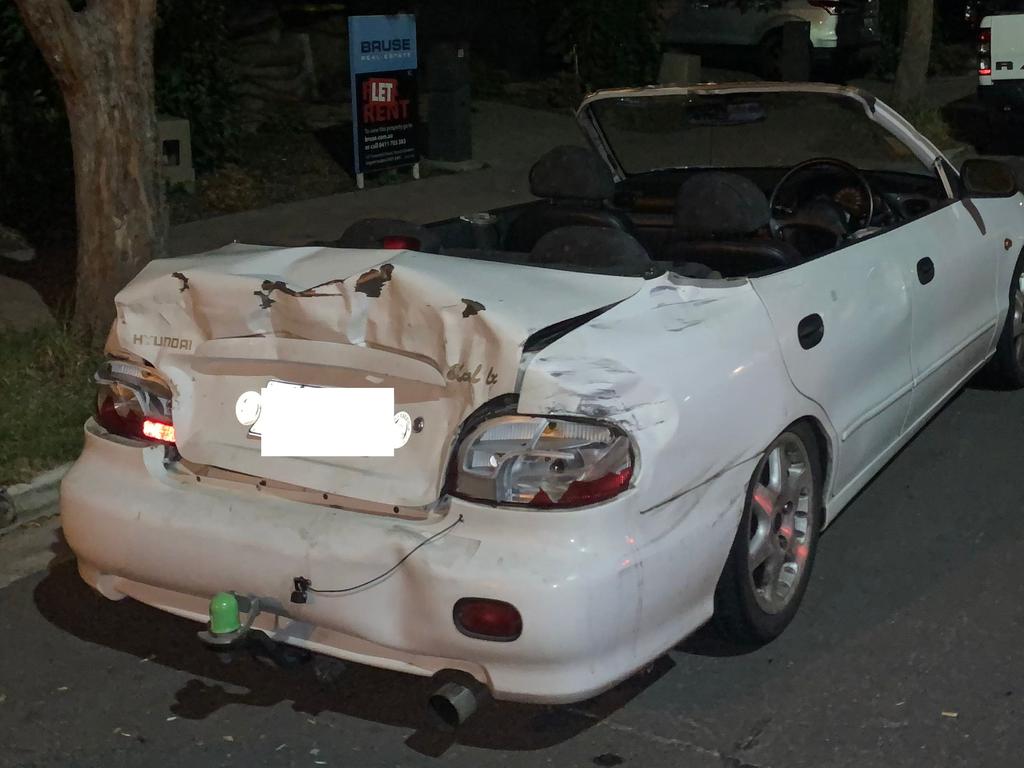 Once police looked closer at the vehicle, they realised the roof of the sedan had been sliced off. Picture: SA Police