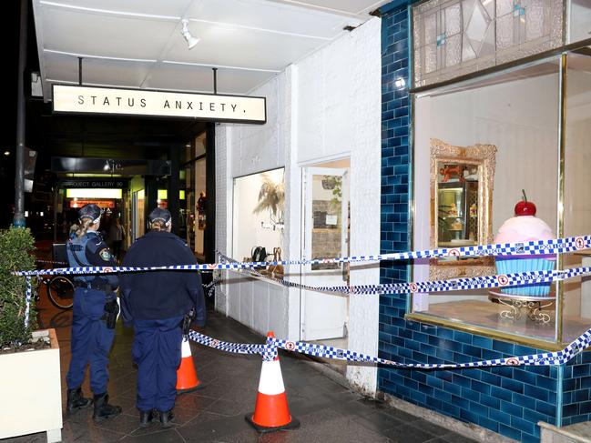 The crime scene at Status Anxiety on Oxford Street in Paddington. Picture: Damian Shaw