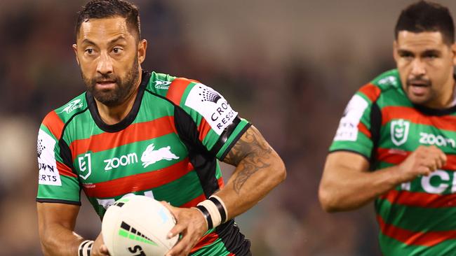 CANBERRA, AUSTRALIA - APRIL 29: Benji Marshall of the Rabbitohs runs the ball during the round eight NRL match between the Canberra Raiders and the South Sydney Rabbitohs at GIO Stadium, on April 29, 2021, in Canberra, Australia. (Photo by Mark Nolan/Getty Images)