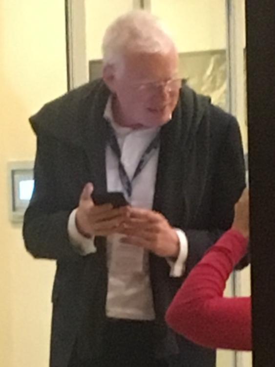 MP Gareth Ward checks his phone in Halifax, Canada.