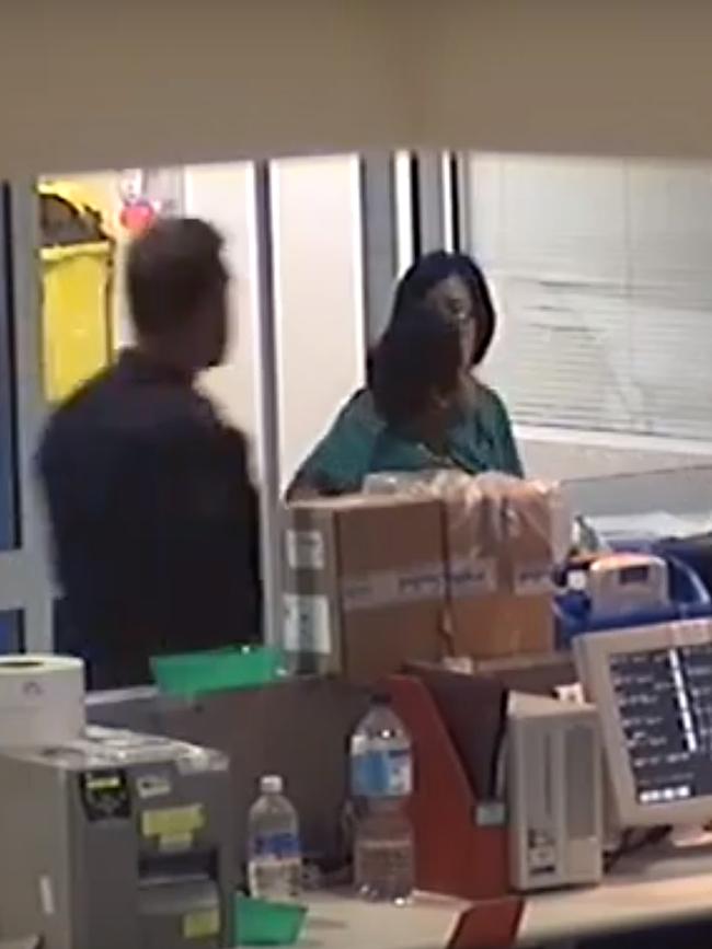 CCTV still of the Luke Warburton shooting inside the emergency department of Nepean Hospital. **Warburton pictured in all blue** Picture: Supplied