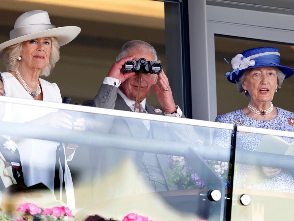 Camilla, Duchess of Cornwall, Prince Charles, Prince of Wales and Lady Susan Hussey at Ascot Racecourse in 2022. Picture: Indigo/Getty Images.