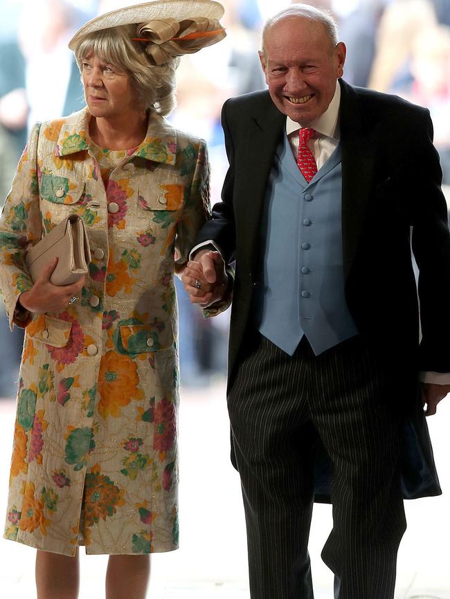 Parents of the groom, Nicola and George Brooksbank. Picture: AFP