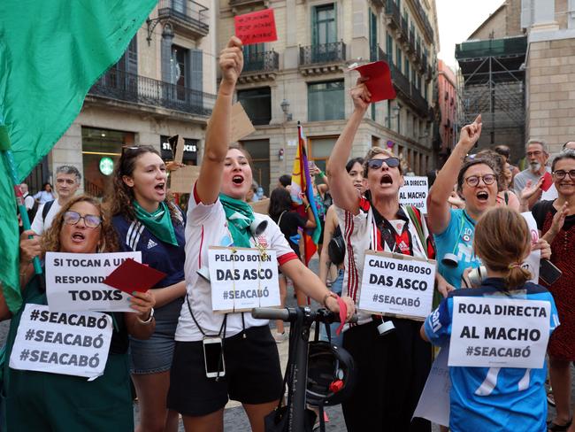 The incident has sparked mass protests calling for Rubiales to be sacked as president of the national football league. Picture: Lluis Gene / AFP.