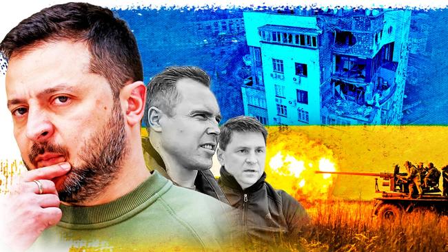 Colonel Roman Kostenko, centre, believes victory is extremely unlikely, while Mykhailo Podolyak, President Zelensky’s adviser, says the West not delivering on its promises has been a devastating factor. Picture montage: The Times