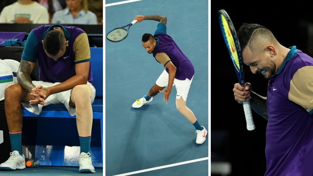 Nick Kyrgios couldn't get over the line. Pictures: AFP, Getty