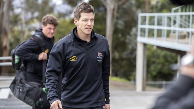 Tim Paine leaves Queenborough Oval Hobart on Saturday. Picture: Chris Kidd