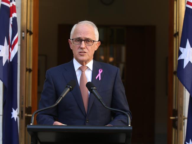 PM Malcolm Turnbull at a press conference at Parliament House in Canberra. Picture KymSmith