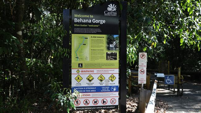 The entry of the Behana Gorge walking trail at Aloomba, south of Cairns.