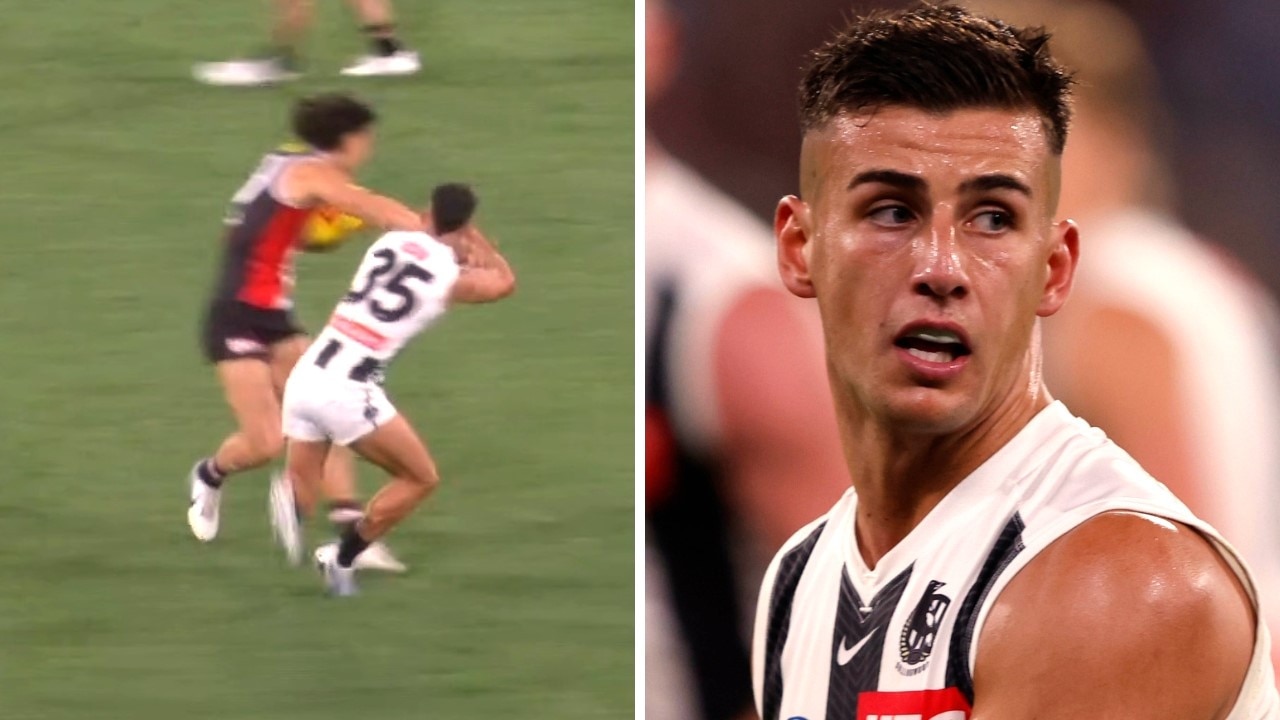 Nick Daicos got tossed into the atmosphere. Photo: Fox Footy.