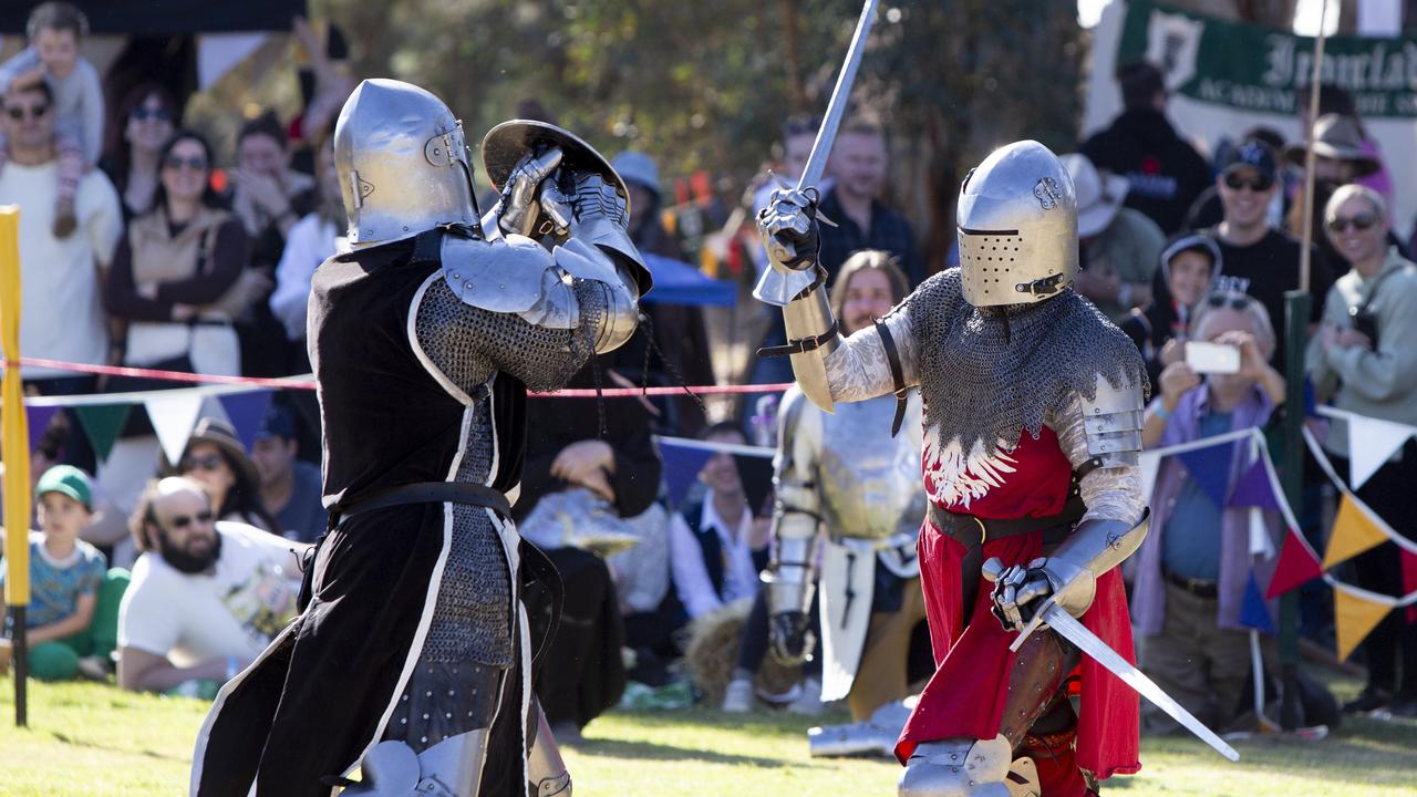 SA Medieval Fair in Paracombe. Nick , Amber, Merisa, Ji and Jack Allen. 5th May 2024. Picture: Brett Hartwig