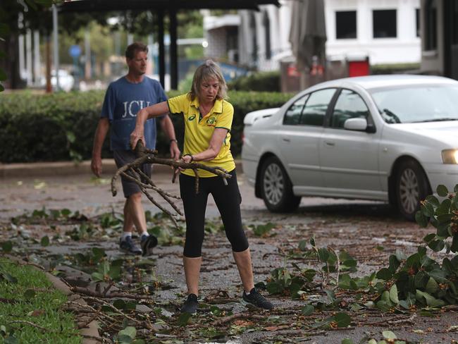 Townsville locals woke early to inspect the damage along The Strand left from TC Kirrily that hit overnight. Pics Adam Head