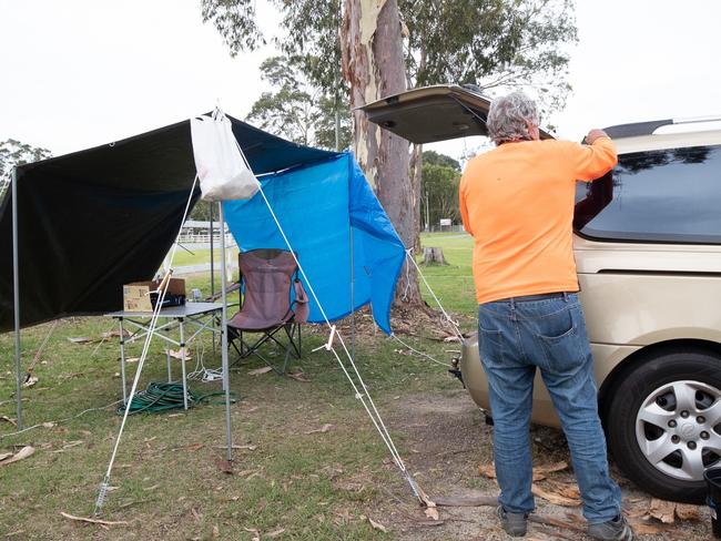 John with his makeshift shelter. Picture: Danielle Smith