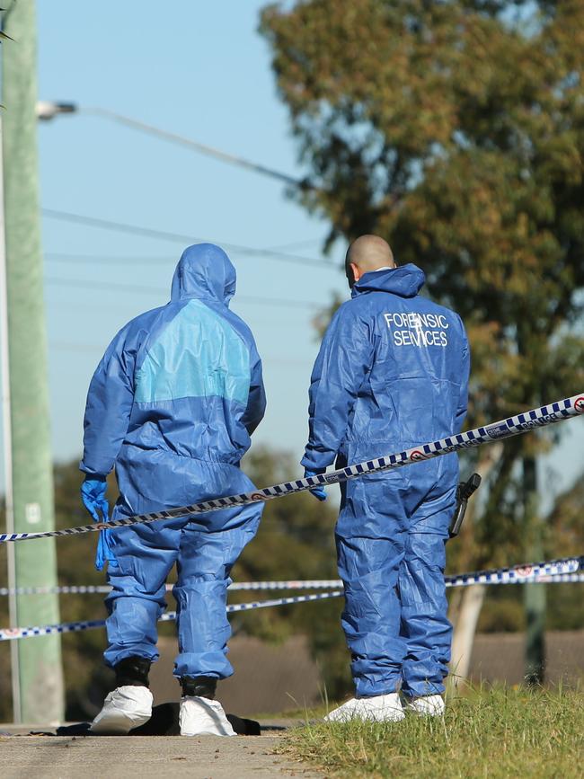 Forensic officers at scene of alleged attack.