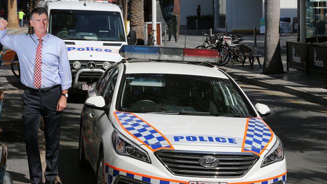 LNP's Opposition police spokesman Tim Mander in Surfers Paradise — crime rates continue to rise under Labor. Picture Glenn Hampson