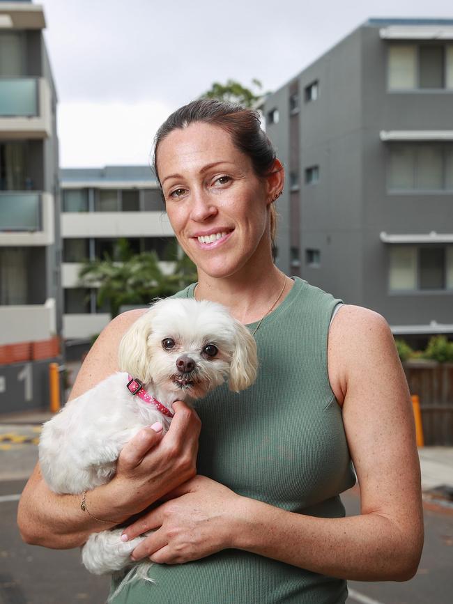 Sarah Mason with her dog Tippa at Neild Ave in Greenwich. Picture: Justin Lloyd