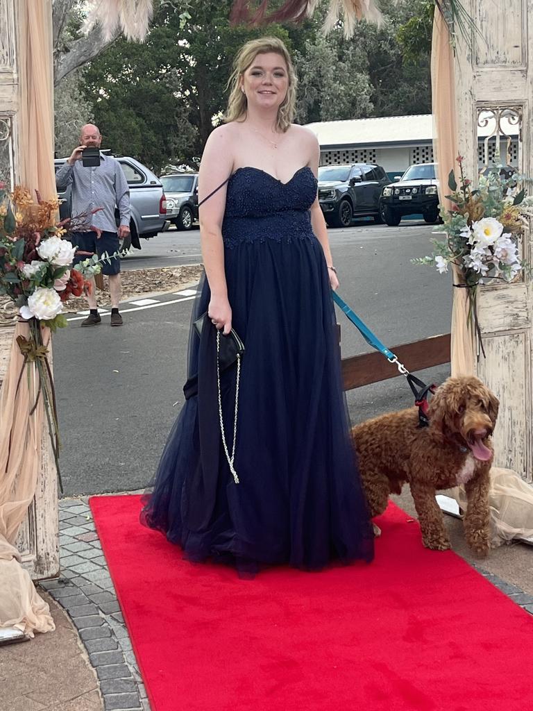 Erin Rushen and Flynn arrive at the Hervey Bay High School formal.