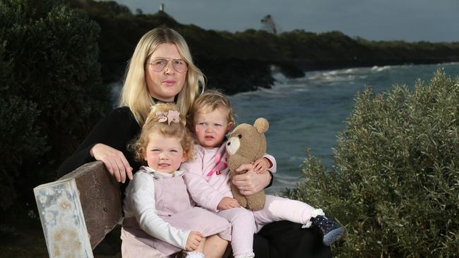 Hannah Casey with two of her four children Frances, 3, and Norah, 1.
