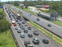 Highway traffic cameras at Burpengary have captured this morning’s large line up of traffic, with scenes similar to that of the past two days.