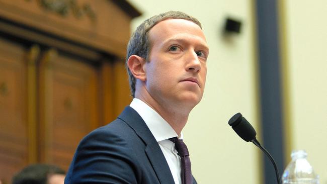 Facebook CEO Mark Zuckerberg testifies on Capitol Hill in 2019. The company’s reaction is the ‘trigger we needed to acknowledge the problems with its core business model’. Picture: Getty Images