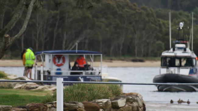 Emergency services are responding after a car drove off the boat ramp in Lions Park at Woy Woy. Picture: Richard Noone