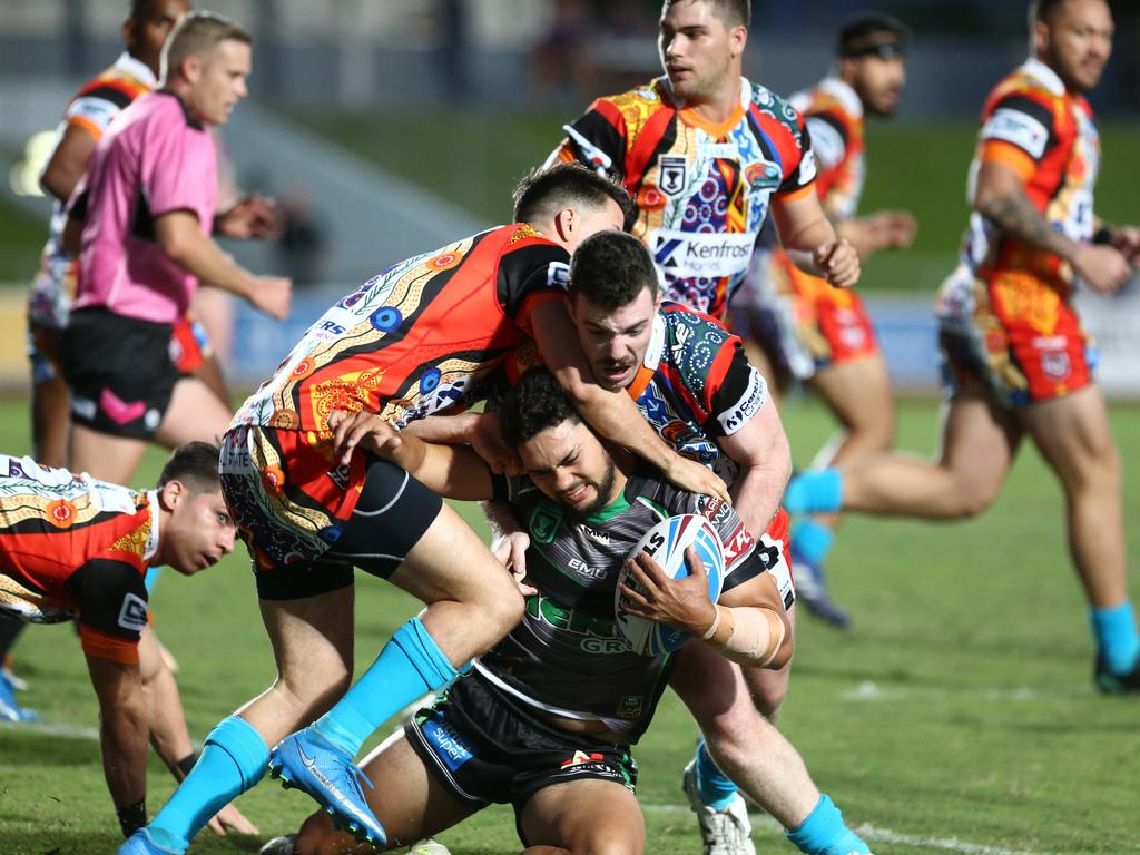 Pride's Ewan Moore makes a tackle. PICTURE: Matthew McInerney